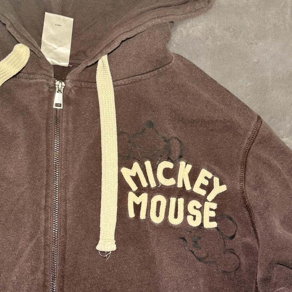 Y2K Style Mickey Mouse Brown Zip Up Hoodie - Number Nine Inspired NWT